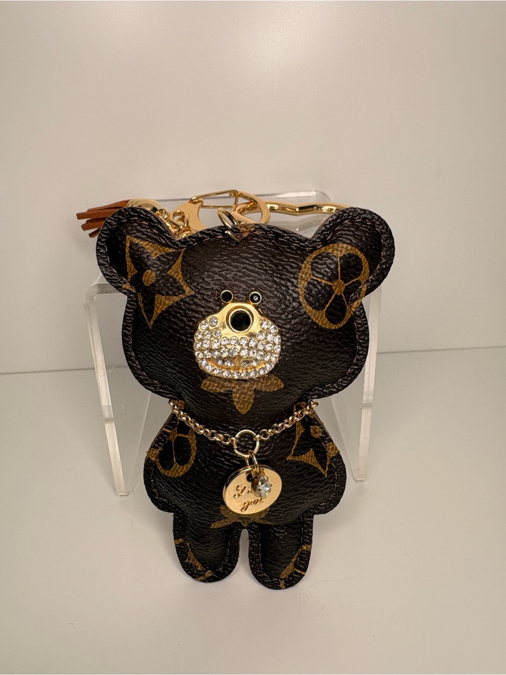Monogram Brown Teddy Keychain or  Bag Charm - Picture 3 of 5